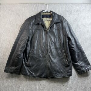 Dockers Black Leather Jacket Mens Size Medium Cow Leather